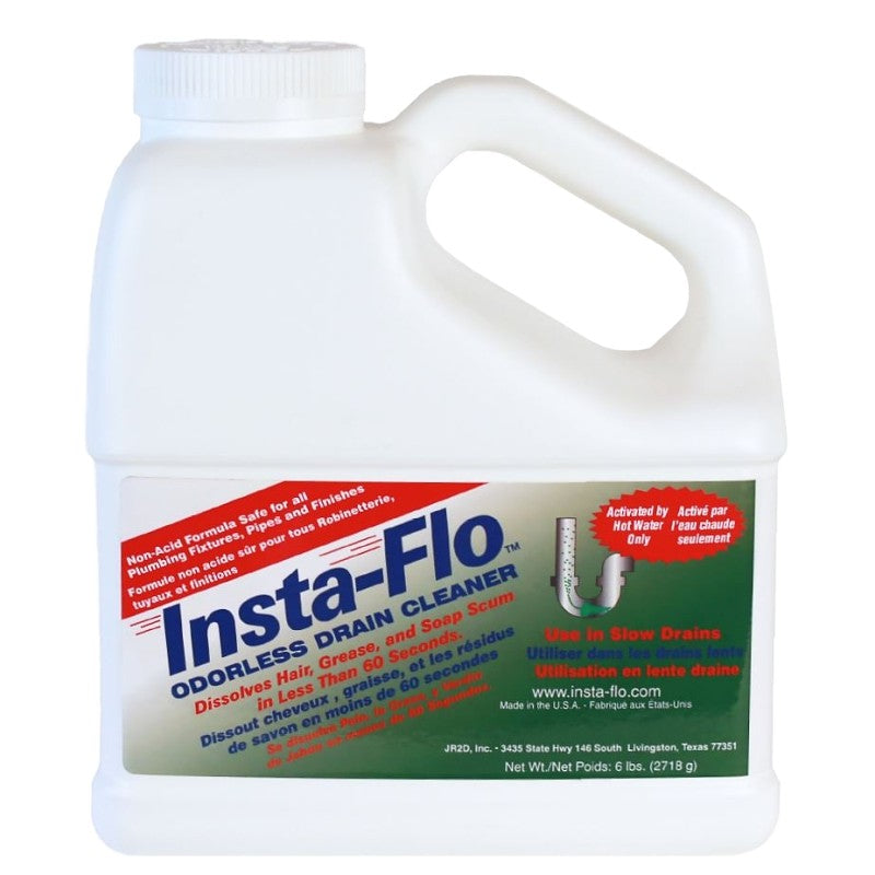 Insta-Flo IS-600 Drain Cleaner, Solid, White, Odorless, 6 lb Bottle (Pack of 4)