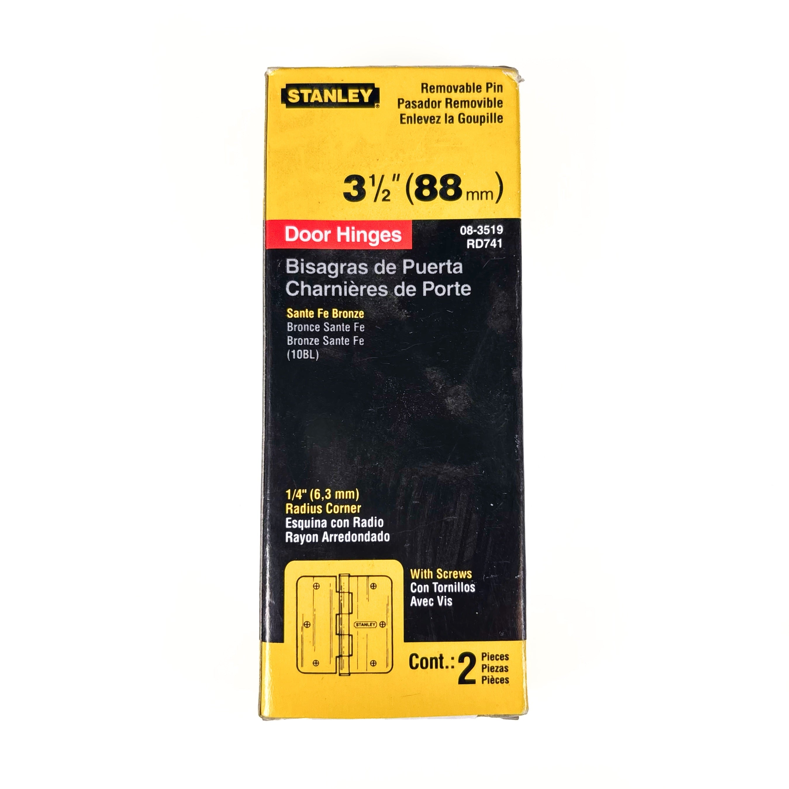 Door Hinges 3-1/2 Inch 1/4 Radius Oil Rubbed Bronze 2 Pack