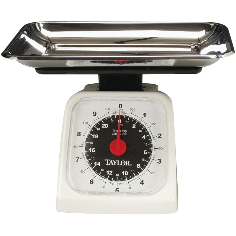 Taylor 3880 Kitchen Scale, 22 lb Capacity, Analog Display, Stainless Steel Platform, Styrene Housing Material, g, oz