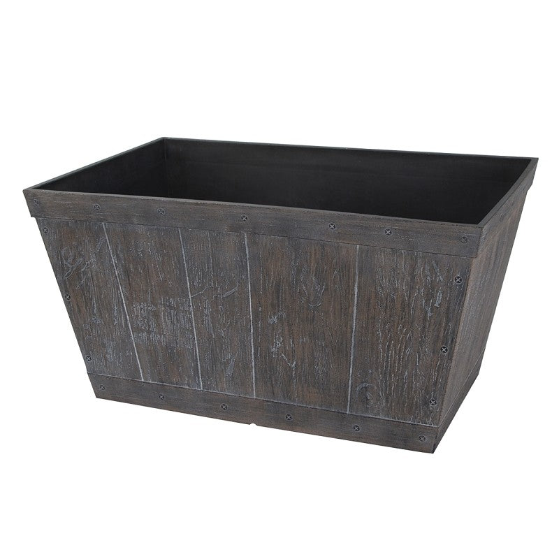 Landscapers Select S17060122-01-A Barn Planter, 12 in H, 24 in W, Rectangle, High-Density Resin, White Wash, White Wash (Pack of 6)