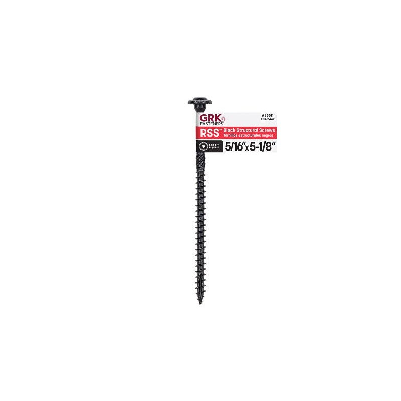 GRK Fasteners RSS Series 95511 Structural Screw, 5-1/8 in L, Coarse Thread, Washer Head, Torx Drive, Steel, Zinc-Plated (Pack of 50)