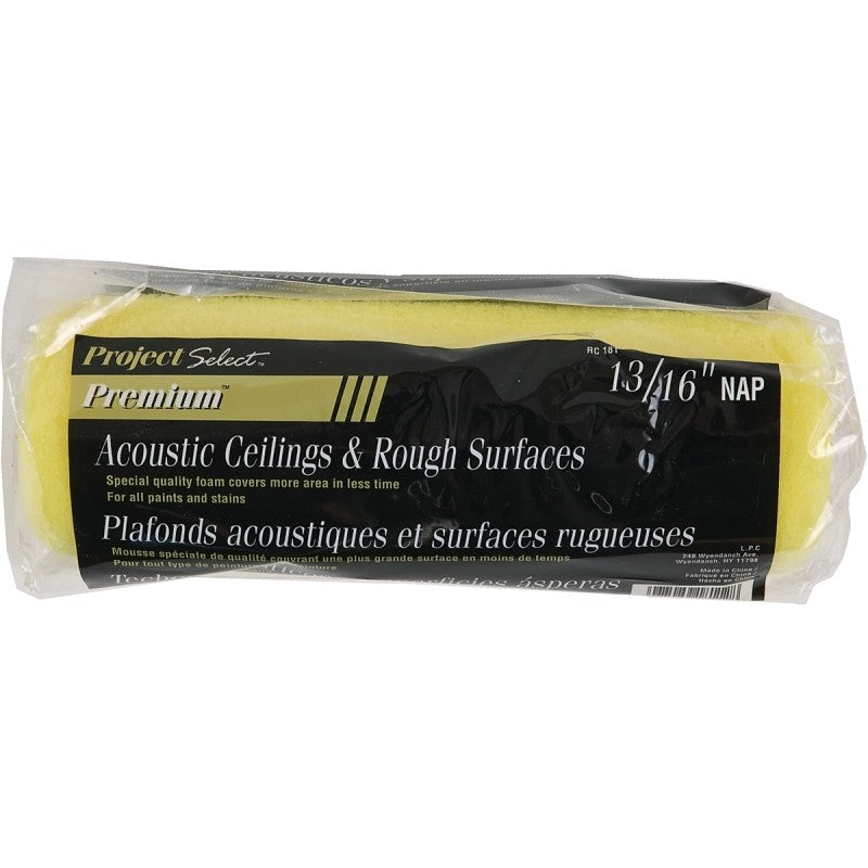 Linzer RC 181 Roller Cover, Yellow, 3/16 in Thick Nap, 9 in L, Foam Cover, 12/PK