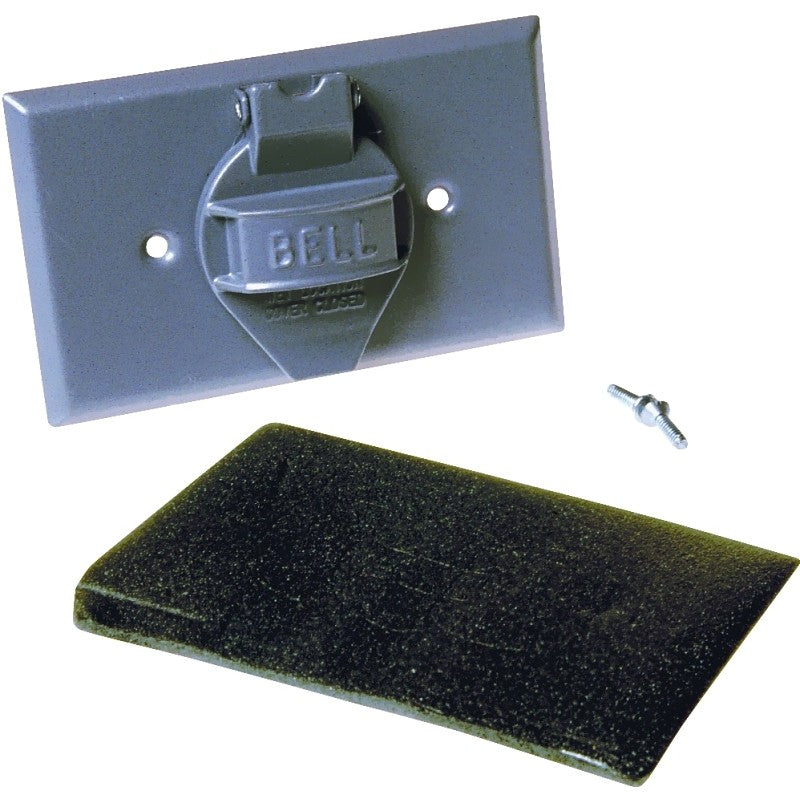 Hubbell 5152-0 Cover, 1-13/32 in Dia, 2-13/16 in L, 4-9/16 in W, Aluminum, Gray, Powder-Coated