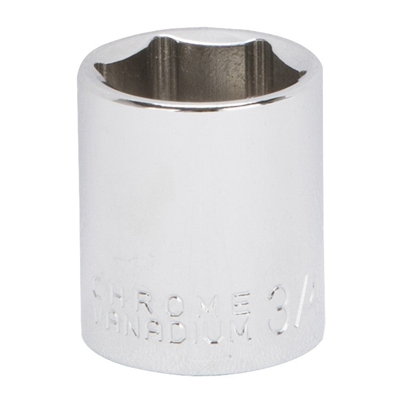 Vulcan MT6495329 Drive Socket, 3/4 in Socket, 3/8 in Drive, 6-Point, Chrome Vanadium Steel, Chrome