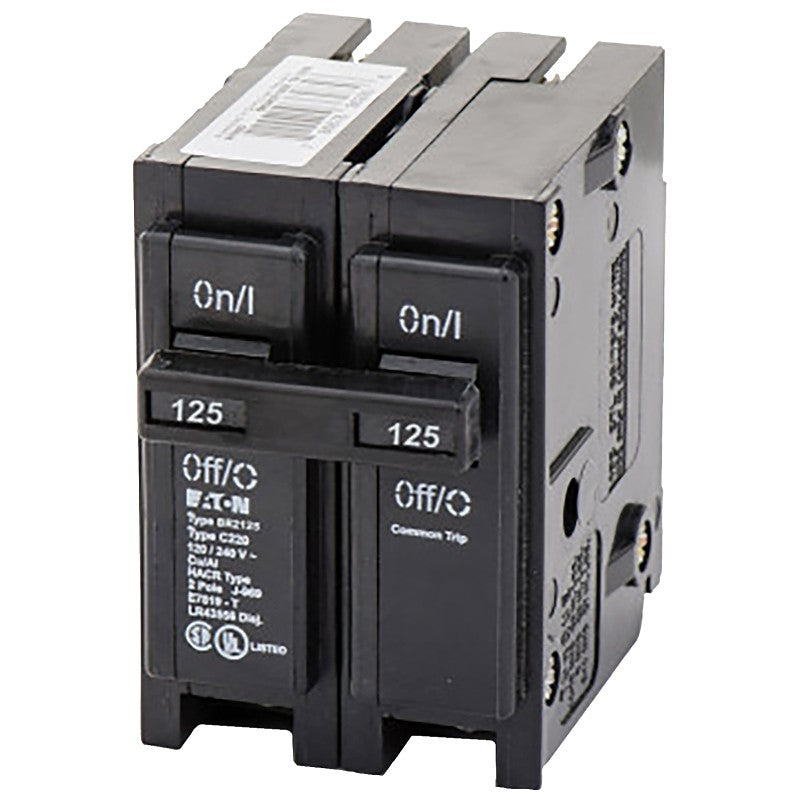 Cutler-Hammer BR2125 Circuit Breaker, Mini, Type BR, 125 A, 2 -Pole, 120/240 V, Plug Mounting