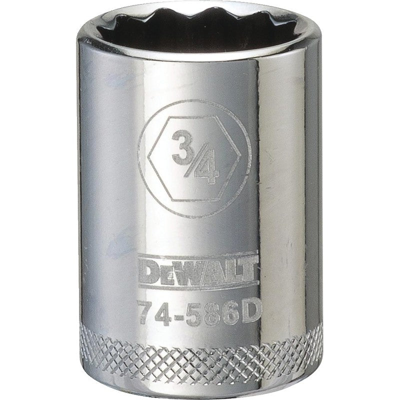 DEWALT DWMT74586OSP Drive Socket, 3/4 in Socket, 1/2 in Drive, 12-Point, Steel, Polished Chrome Vanadium