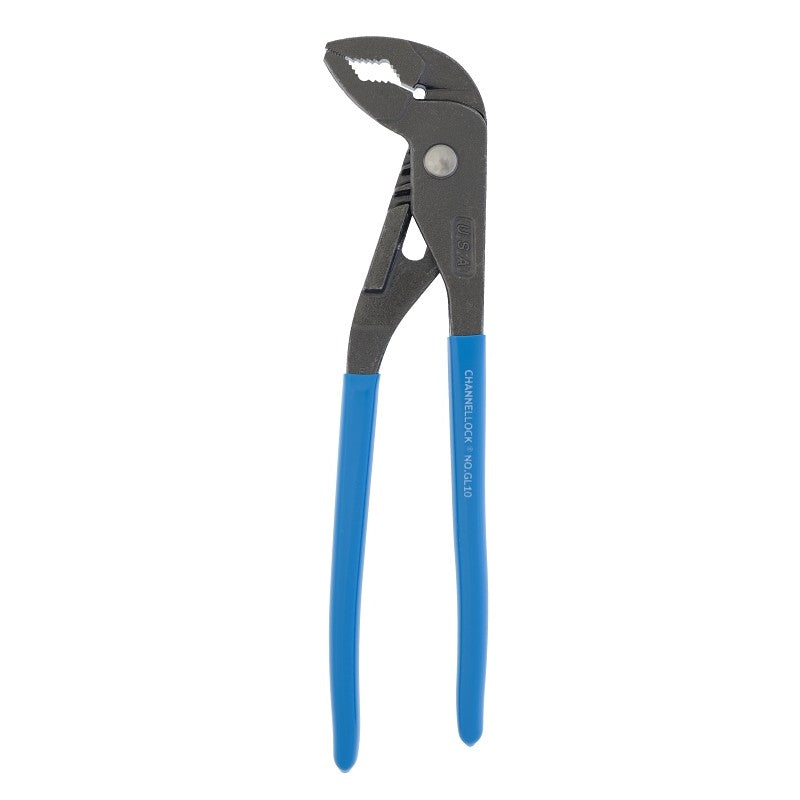 Channellock GRIPLOCK Series GL10 Tongue and Groove Plier, 9-1/2 in OAL, 1-1/4 in Jaw Opening, Blue Handle, 1.34 in L Jaw