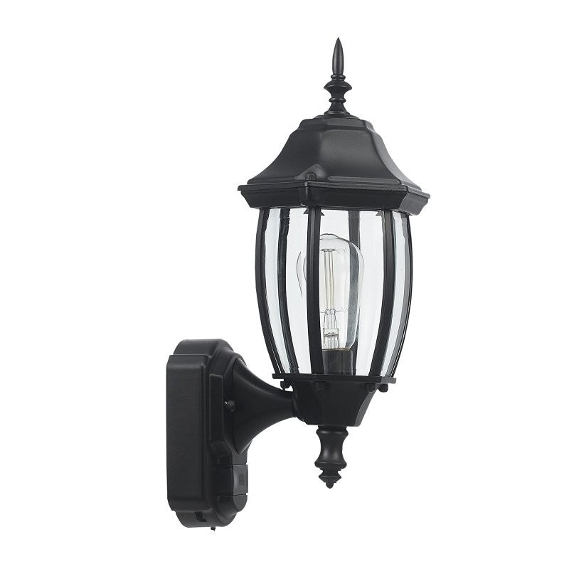 globe Ashford 60000002 Motion-Sensing Wall Lantern, LED Lamp, Black Fixture, Matte Black Fixture (Pack of 2)
