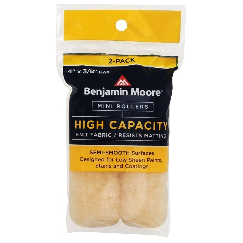 Benjamin Moore U66500-018 Mini Roller Cover, 3/8 in Thick Nap, 4 in L, Wool Cover, Buff