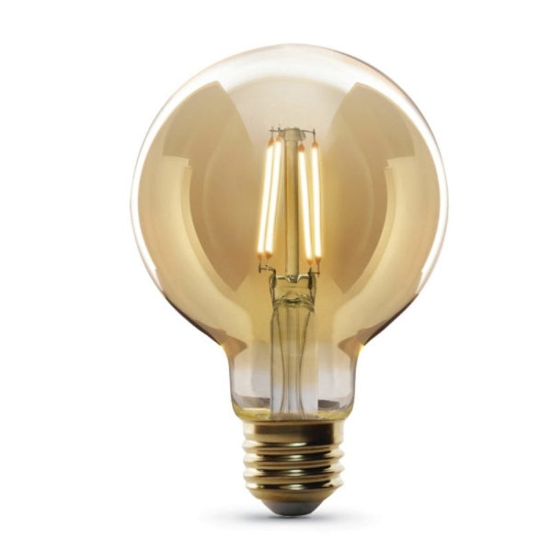 Feit Electric G25/VG/LED Filament LED Bulb, Decorative, Globe, G25 Lamp, 60 W Equivalent, E26 Lamp Base, Dimmable, Amber (Pack of 4)