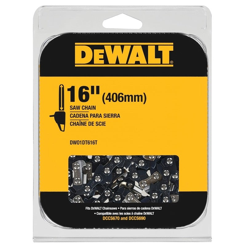 DEWALT DWO1DT616T Chainsaw Chain, 16 in L Bar, 0.043 in, 3/8 in TPI/Pitch