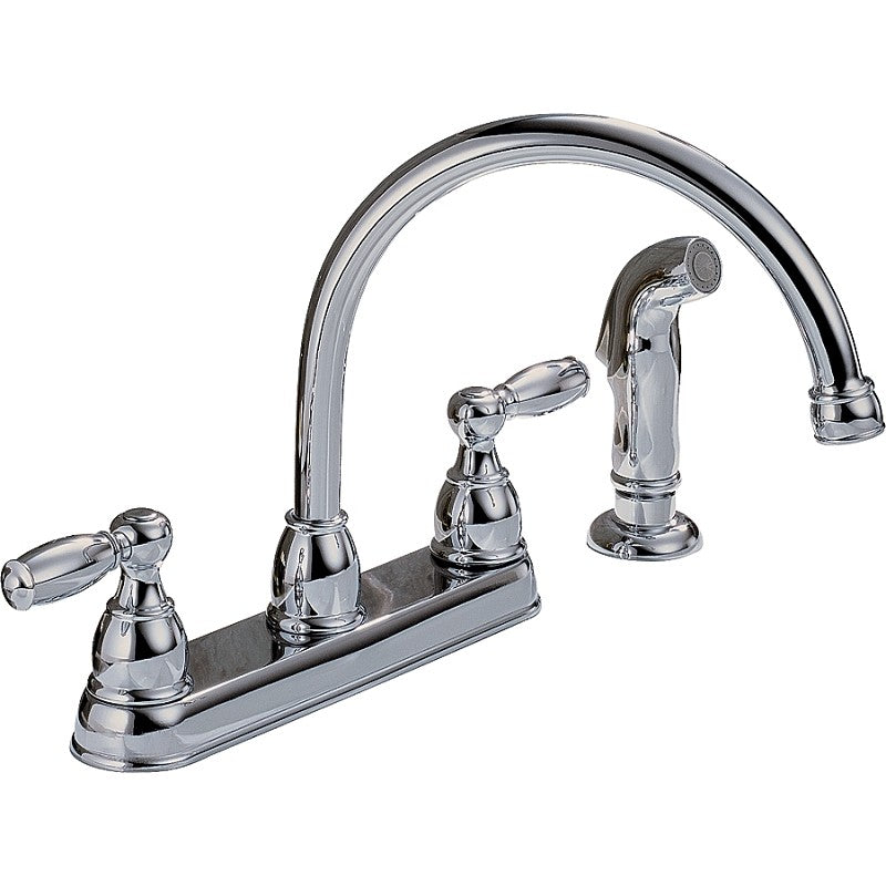 Delta Peerless Claymore Series P299575LF Kitchen Faucet, 1.8 gpm, 2-Handle, Chrome Plated, Deck, Lever Handle