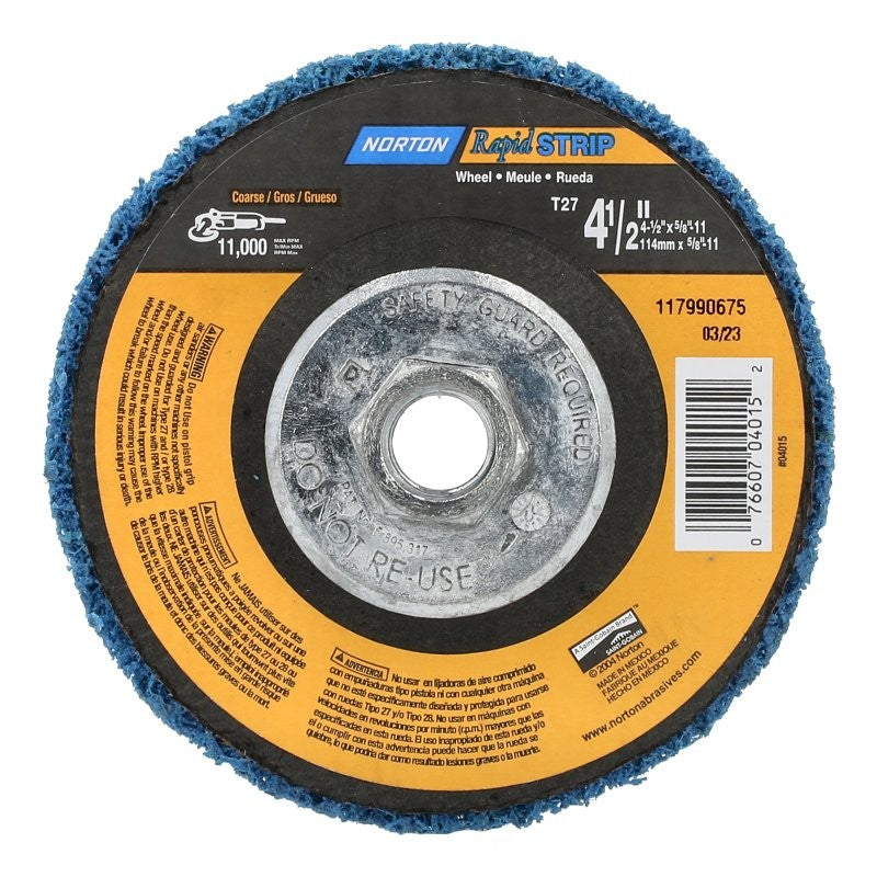 Norton 04015 Sanding Disc, 4-1/2 in Dia, 5/8-11 Arbor, Non-Woven, Extra Coarse, Aluminum Oxide Abrasive