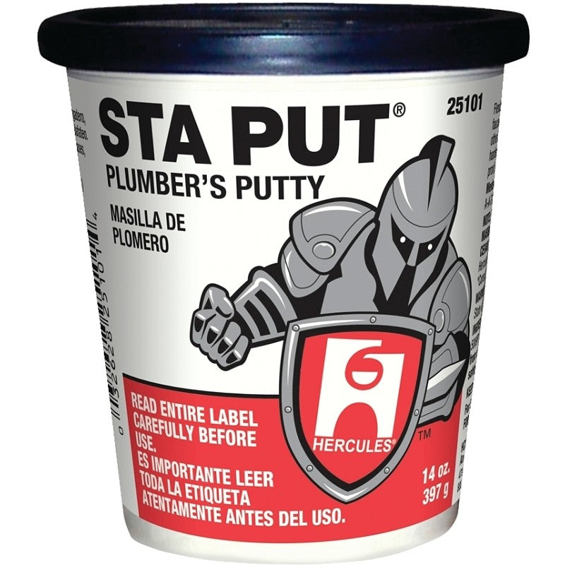 Hercules Sta Put Series 25101 Plumbers Putty, Solid, Off-White, 14 oz