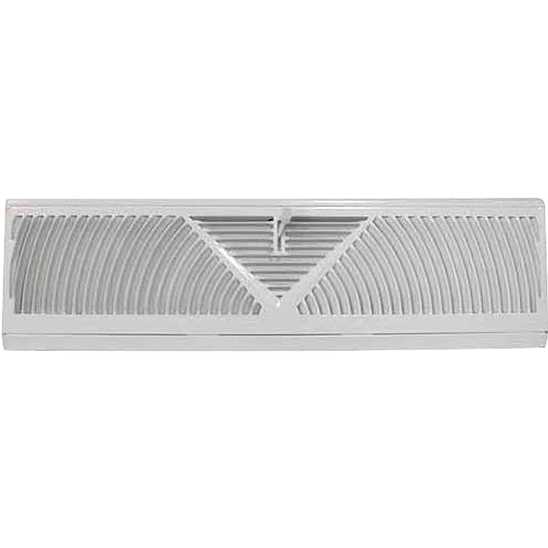 ProSource BB-18W Baseboard Register, 18 in L, 4-1/2 in W, 60 deg Air Deflection, Steel, White