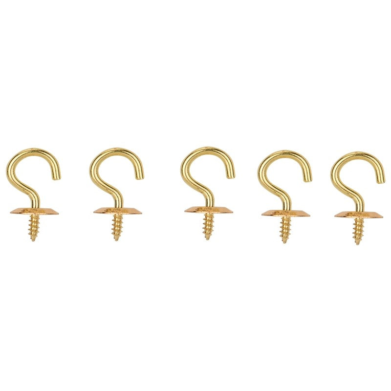 ProSource LR-382-PS Cup Hook, 9/32 in Opening, 2.5 mm Thread, 15/16 in L, Brass, Brass