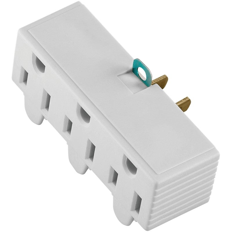 Eaton Wiring Devices BP1219W Outlet Adapter, 2 -Pole, 15 A, 125 V, 3 -Outlet, NEMA: NEMA 1-15 to 5-15, White