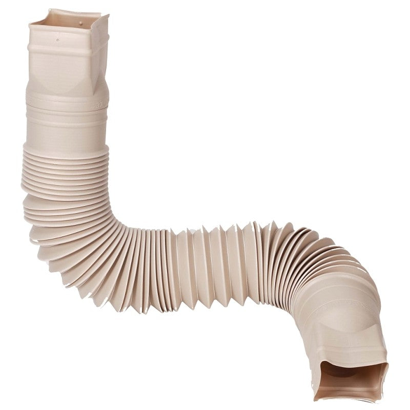 Amerimax Flex-A-Spout Series 85014 Downspout Extension, 22 to 55 in L Extended, Vinyl, Tan