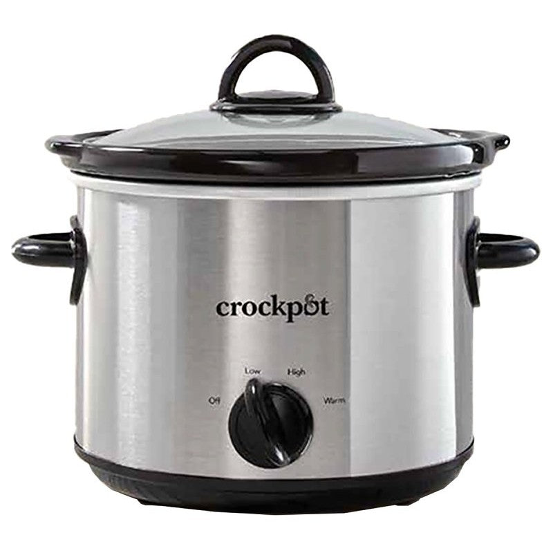 Crock-Pot 2135591 Slow Cooker, 3 qt Capacity, 110 VAC, 3200 W, Manual, Stainless Steel/Stoneware, Silver