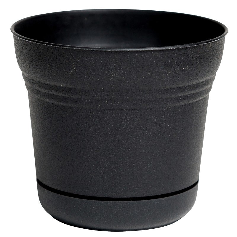 Bloem SP0700 Planter, 7.3 in Dia, 6-1/2 in H, Round, Plastic, Black, Matte (Pack of 12)