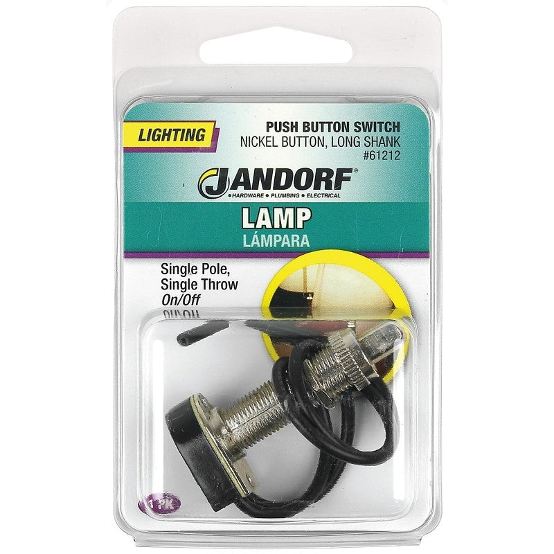 Jandorf 61212 Switch, 3/6 A, 125/250 VAC, SPST, Lead Wire Terminal, Black/Silver