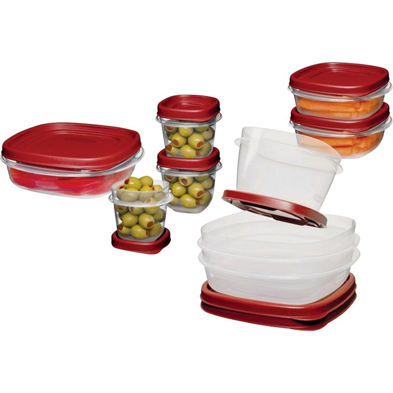 Rubbermaid 1777170 Food Container Set, 1/2, 1-1/4, 2, 3, 5 Cups Capacity, Plastic, Clear (Pack of 2)