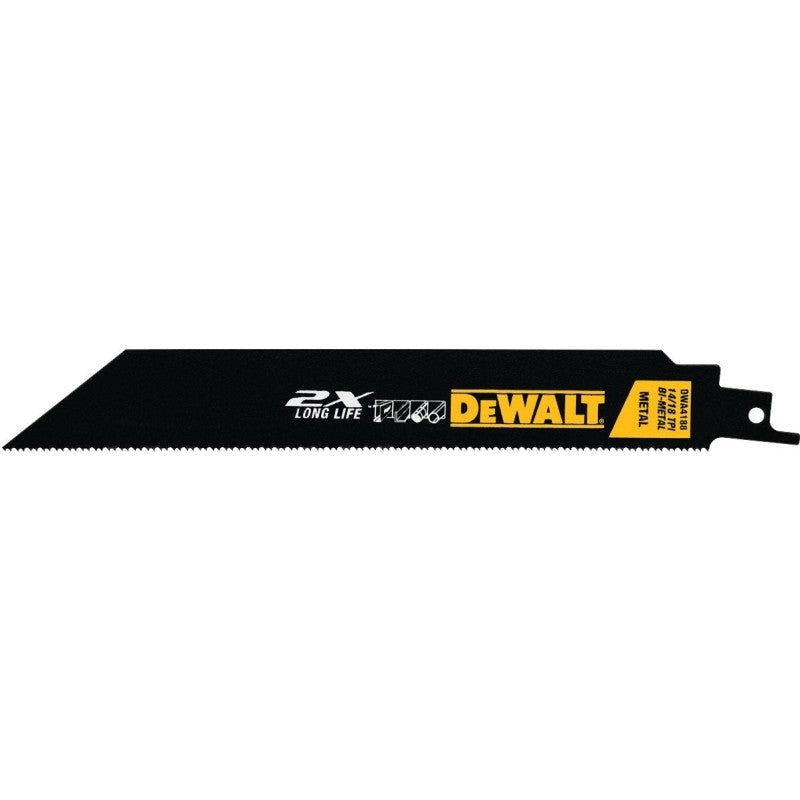 DEWALT DWA4188B Reciprocating Saw Blade, Bi-Metal, Applicable Materials: Metal, 1 in W, 8 in L, 14/18 TPI
