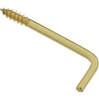 Square Bend Screw Hooks 1-3/8 Inch Solid Brass 5 Pack