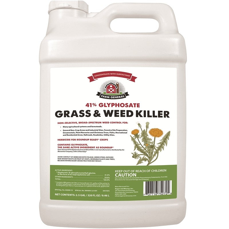 Farm General 75272 Grass and Weed Killer, Liquid, Clear/Viscous Green/Yellow, 2.5 gal (Pack of 2)