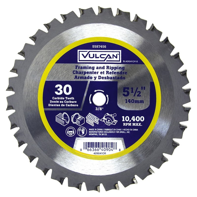 Vulcan 409041OR Circular Saw Blade, 5-1/2 in Dia, 3/8 in Arbor
