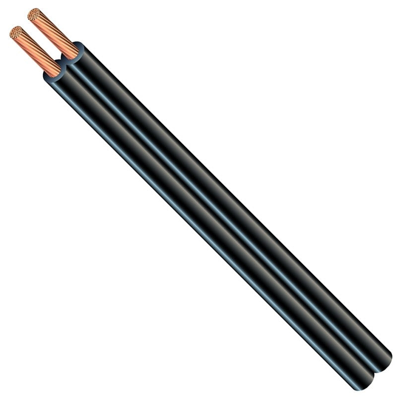 CCI 601266608 Lamp Cord, 16 AWG Wire, 2-Conductor, 250 ft L, Copper Conductor, PVC Insulation, Black Sheath, 10 A