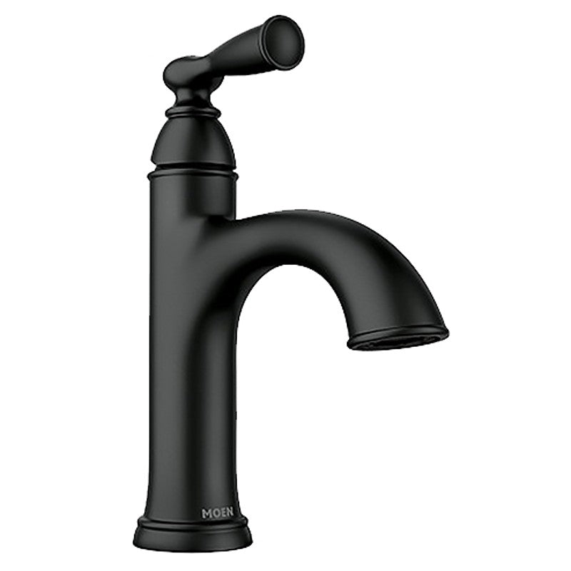 Moen Banbury Series 84945BL Bathroom Faucet, 1.2 gpm, 1-Handle, Zinc, Matte Black, 4 in Faucet Centers
