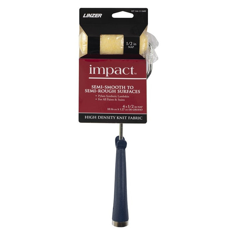 Linzer MT 144-11 0400 Trim Roller with Frame, 1/2 in Nap, Polyester Cover, Metal/Plastic Roller, Metal/Plastic Handle