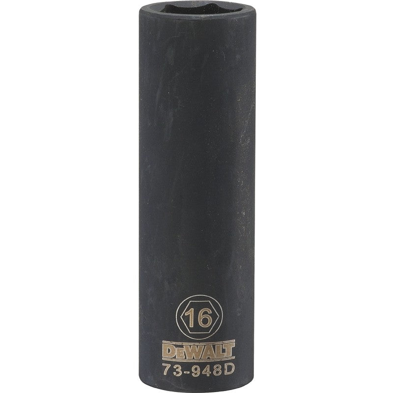 DEWALT DWMT73948OSP Impact Socket, 16 mm Socket, 1/2 in Drive, 6-Point, CR-440 Steel, Black Oxide