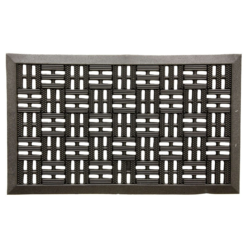 Fanmats 58780 Boot/Shoe Scraper Mat, 30 in L, 18 in W, Bacova Trellis Pattern, Rubber Surface, Black