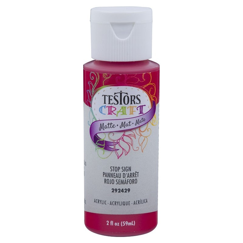 Testors 292429A Acrylic Craft Paint, Matte, Stop Sign, 2 oz, Bottle