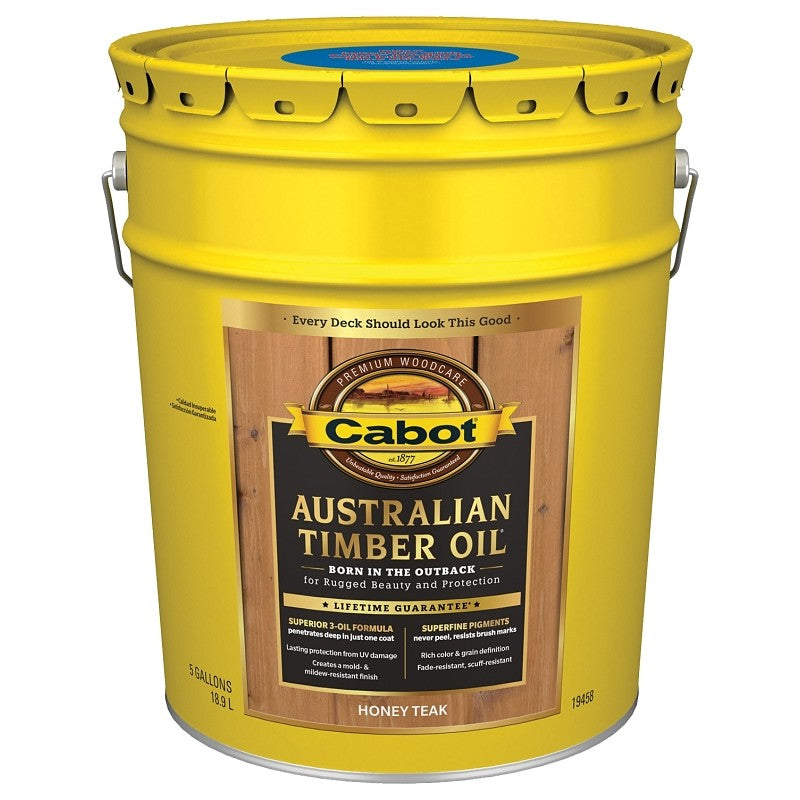Cabot 19400 Series 140.0019458.008 Australian Timber Oil, Honey Teak, Liquid, 5 gal, Pail