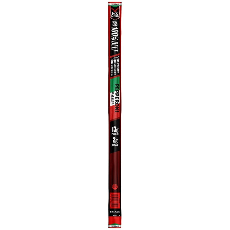 Jack Link's 88261 Snack, Stick, Pepperoni, 1.5 oz, Beef, BHA, BHT, Citric Acid (Pack of 24)