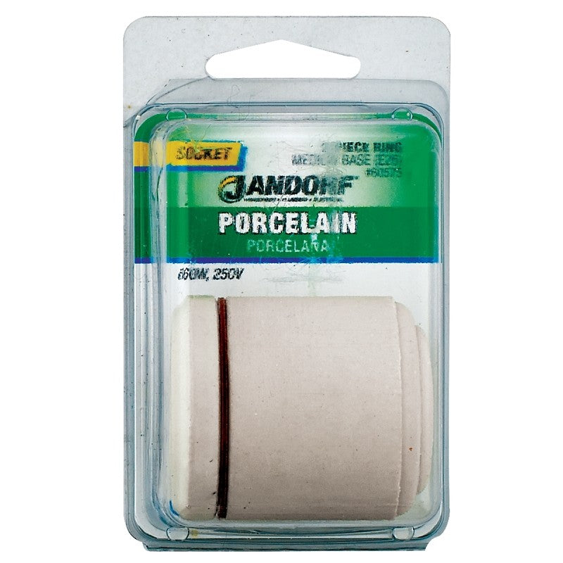 Jandorf 60575 Fixture Socket, 250 V, 660 W, Porcelain Housing Material, Ivory