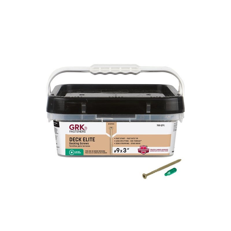 GRK Fasteners 20903 Deck Screw, #9 Thread, 3 in L, Coarse Thread, Countersunk Head, Star Drive, Steel, Polymer