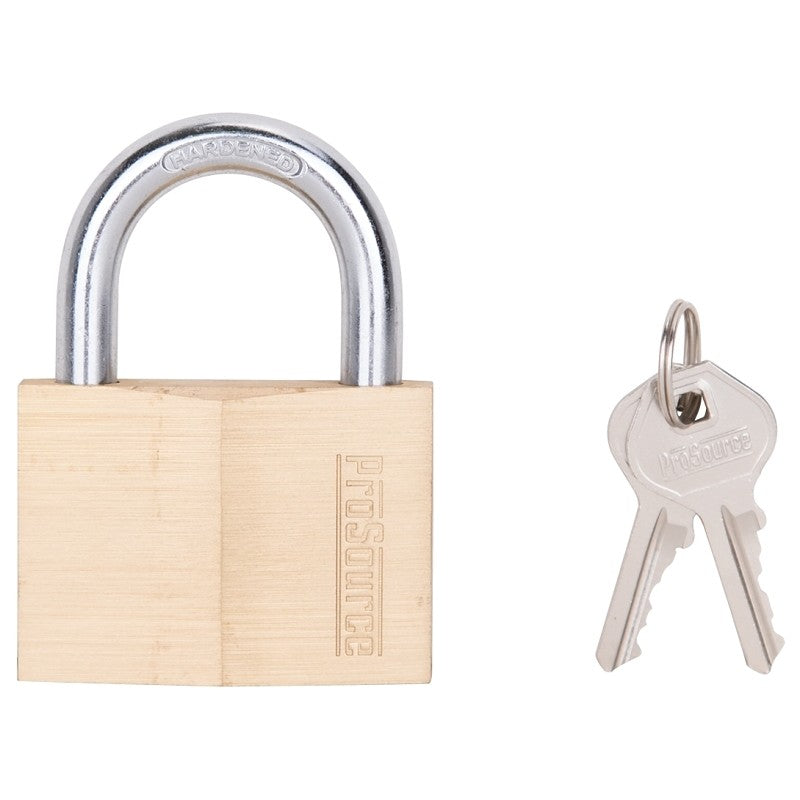 ProSource HD10060 Padlock, Standard Shackle, 11/32 in Dia Shackle, 1-1/2 in H Shackle, Steel Shackle, Brass Body