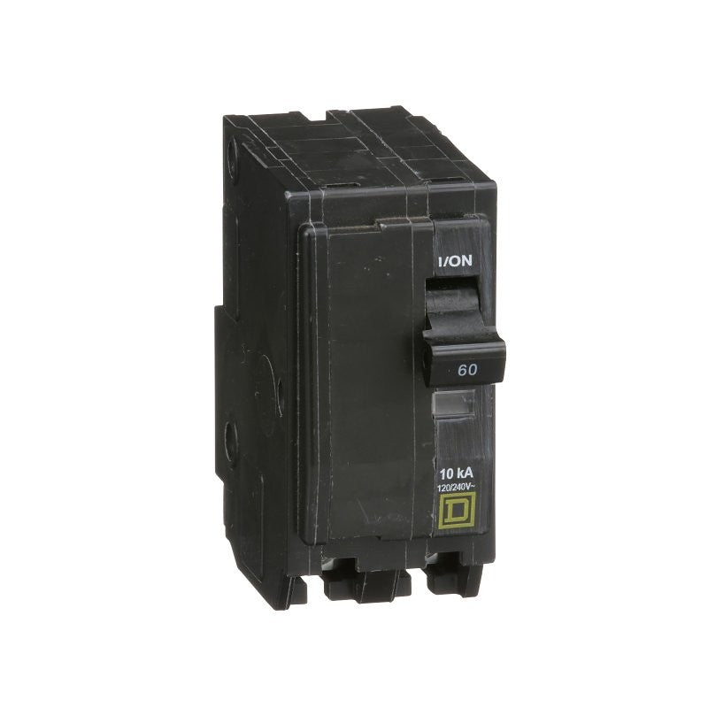 Square D QO QO260CP Circuit Breaker, Mini, 60 A, 2-Pole, 120/240 VAC, 48 VDC, Plug, Black