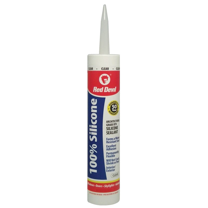 Red Devil 0826 Silicone Sealant, Clear, -60 to 400 deg F, 9.8 fl-oz Cartridge (Pack of 12)