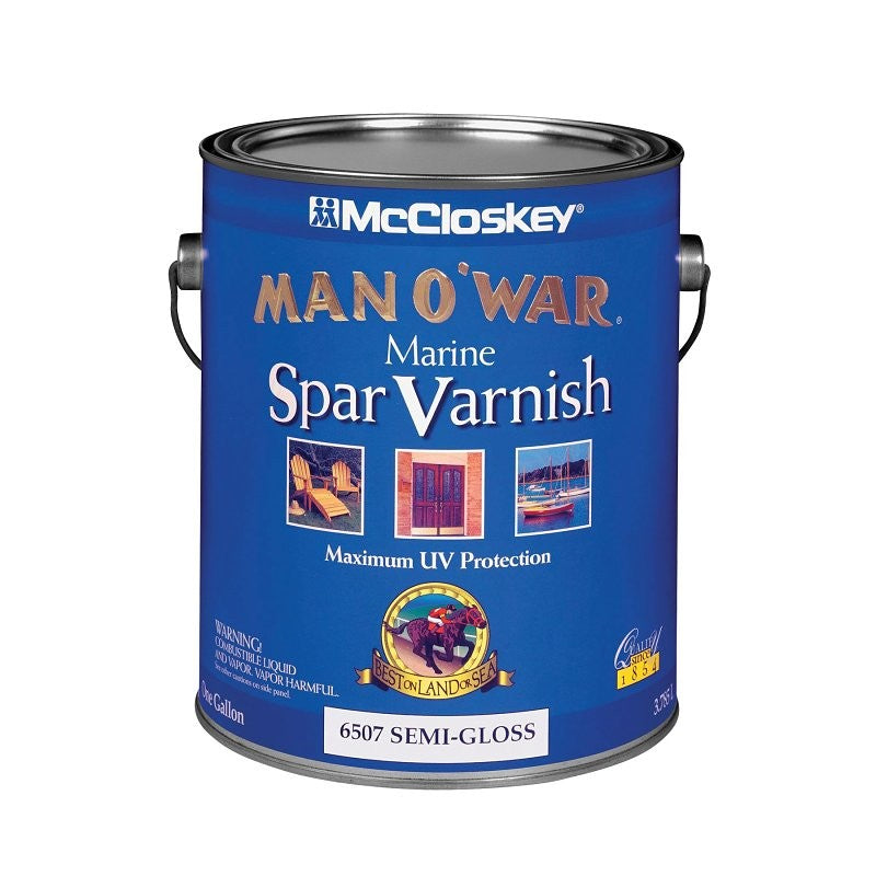 McCloskey Man O' War 080.0006507.007 Marine Spar Varnish, Semi-Gloss, Clear, Liquid, 1 gal (Pack of 2)