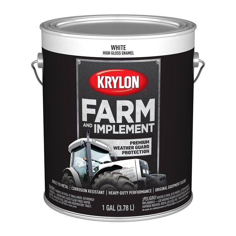 Krylon K01963008 Farm and Implement Paint, 1 gal, White, Liquid (Pack of 4)
