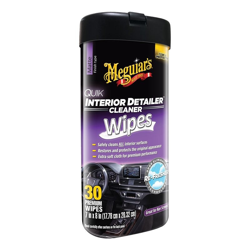 Meguiar's Quik Interior Detailer G13600 Cleaning Wipes, Slight Flowery Fragrance, 25-Wipes