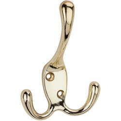 Triple Coat Hat and Robe Hook Bright Brass (POS)