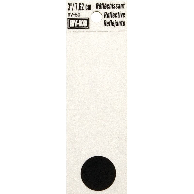 Hy-Ko RV-25/. Reflective Sign, Character: ., 2 in H Character, Black Character, Silver Background, Vinyl (Pack of 10)