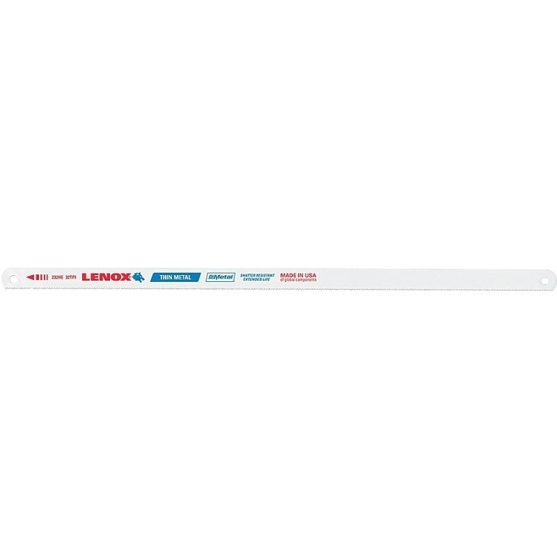 Lenox 20146V232HE Hacksaw Blade, Tuff Teeth, Bi-Metal, 1/2 in W, 12 in L, 32 TPI, Steel Cutting Edge, 10/PK