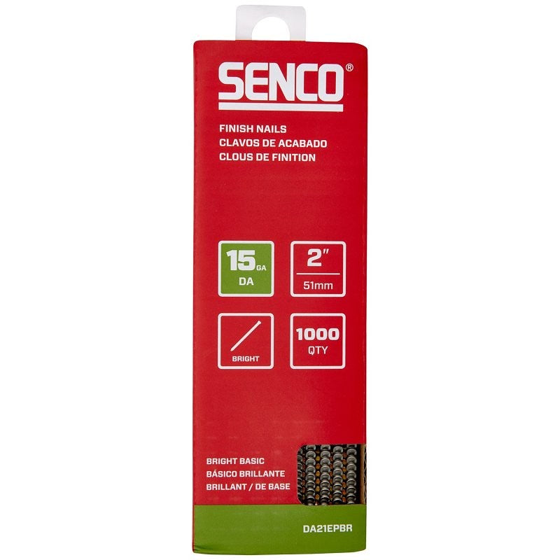 Senco DA21EPBR Finish Nail Strip, 2 in L, 15 ga, Steel, Bright Basic/Sencote, Brad Head